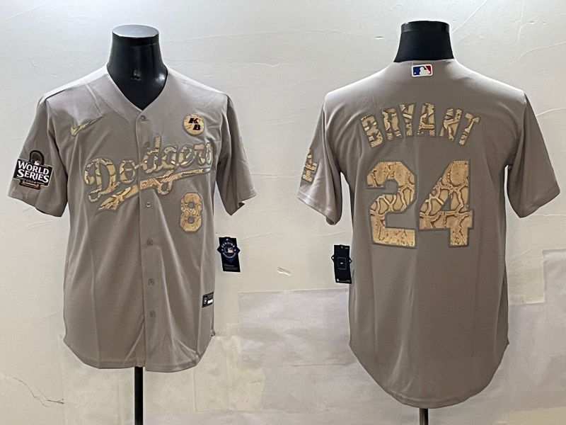 Men Los Angeles Dodgers 24 Bryant Grey Fashion Game 2025 Nike MLB Jersey style 3062